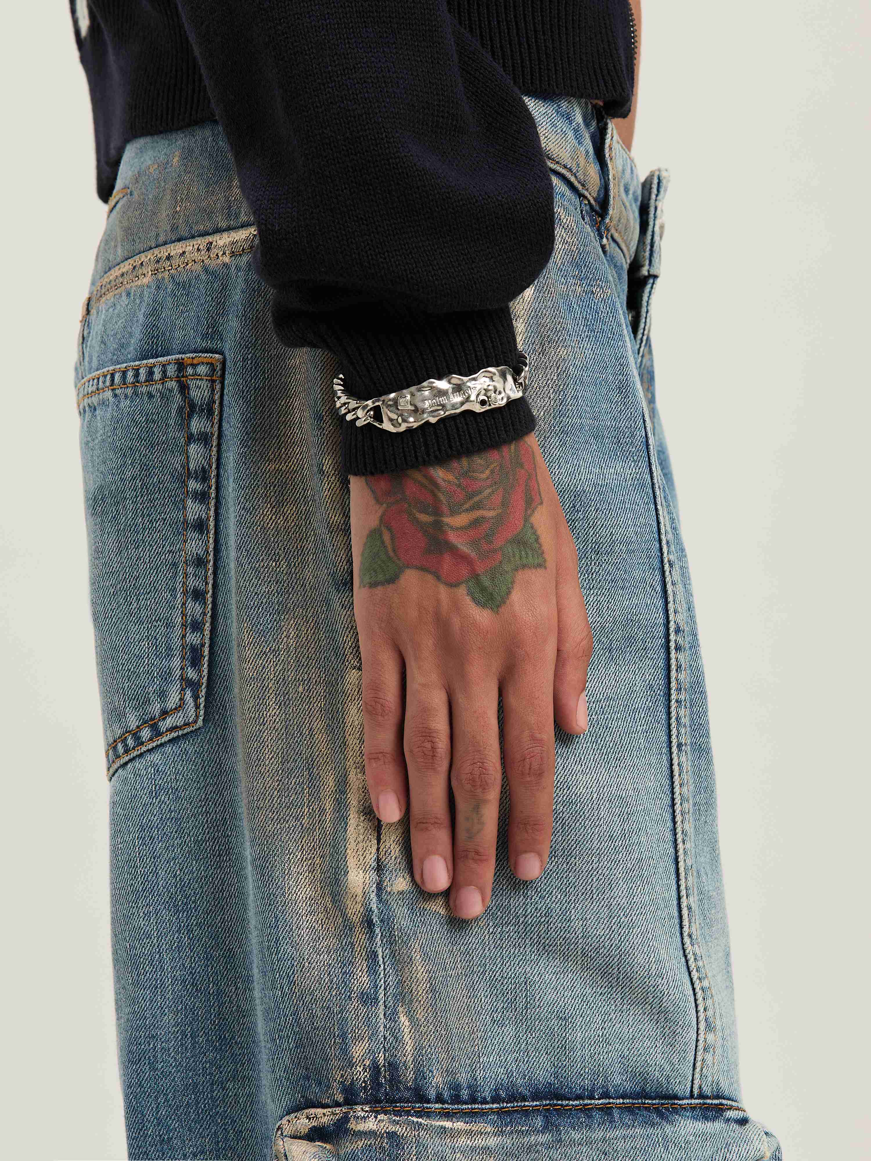 Shop Palm Angels Melted Plate Chain Bracelet